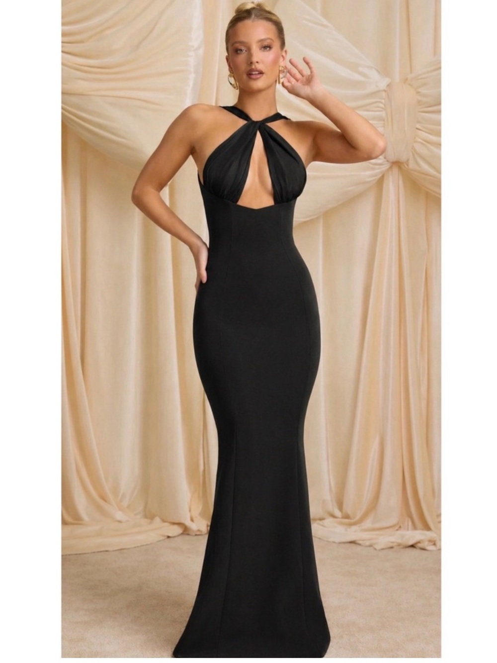 Oh Polly Black Halter Maxi Dress